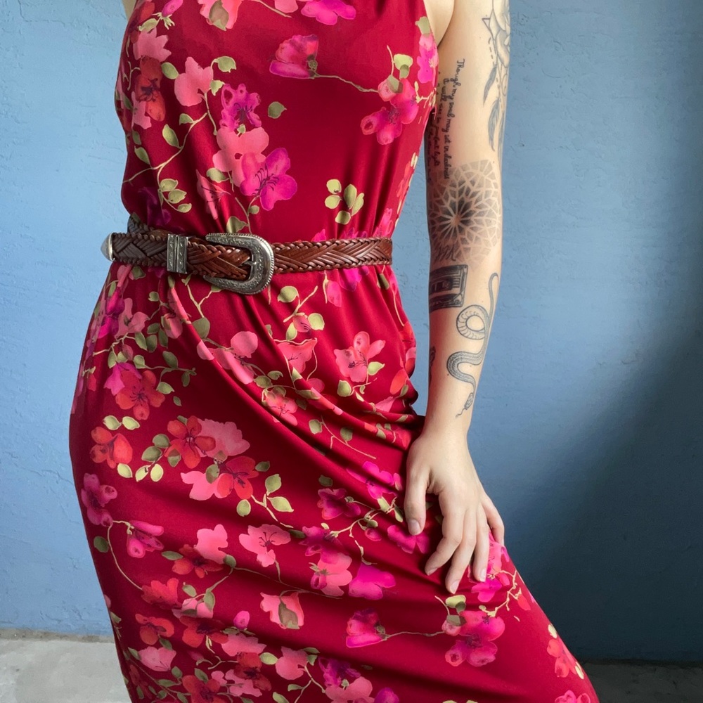 80s City Triangles Floral Maxi